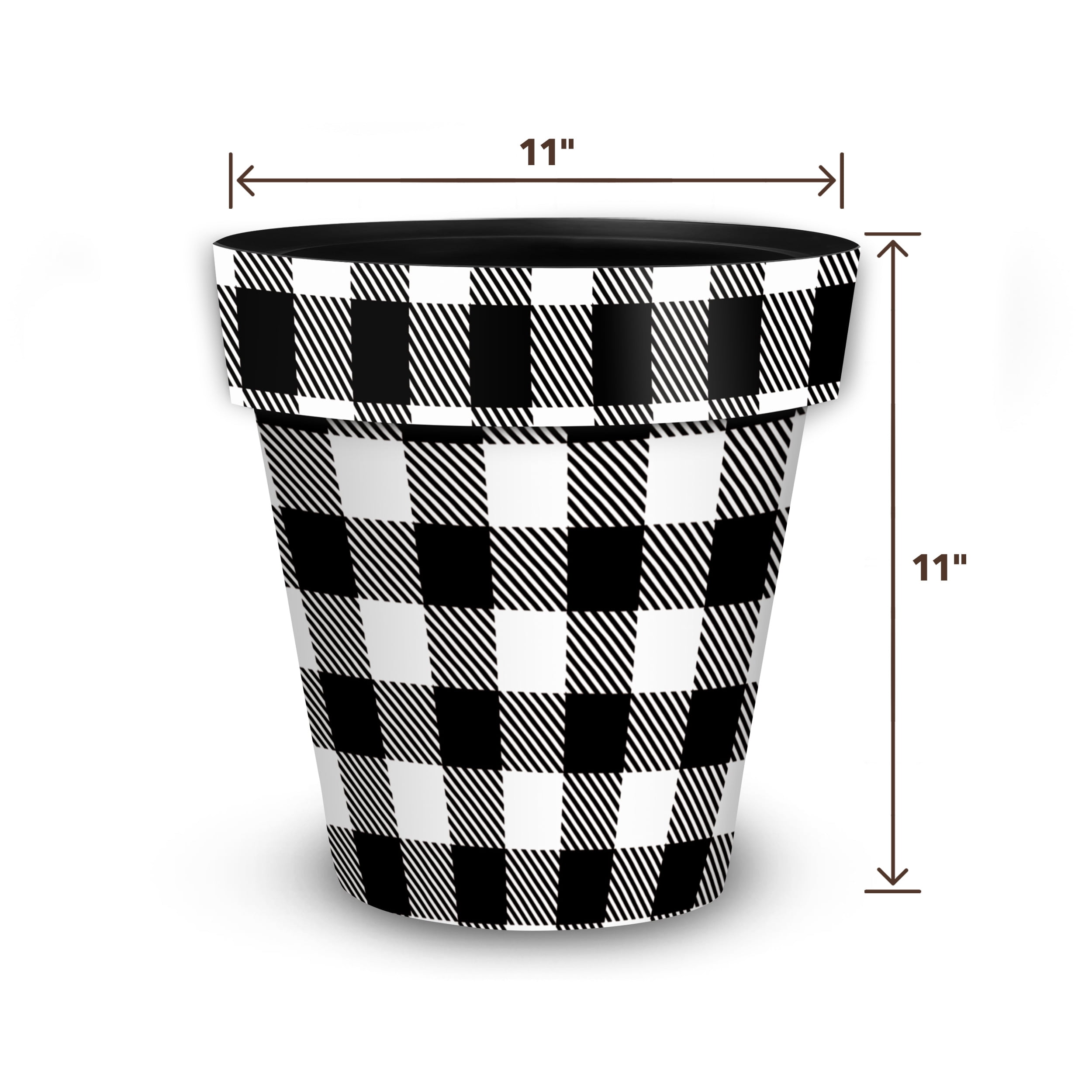 Briarwood Lane Everyday Planter 11.75" x 11" x 11" Black and White Buffalo Check Medium Planter