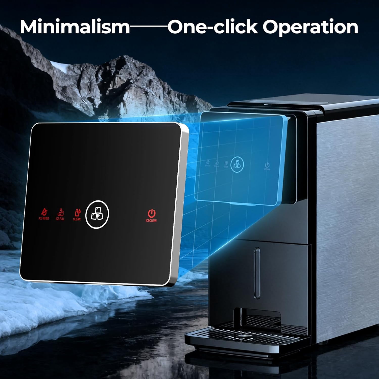 WAA Countertop Nugget Ice Maker 33 lb/24H Self-Cleaning, Touch Screen,Auto Ice Drop (1.8L Tank & 1.5 lb Storage)