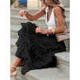 thumbnail image 4 of Women'S Long Maxi Tulle Skirts A Line Ruffle High Waisted Tiered Layered Mesh Tutu Skirt Petticoat Black L, 4 of 6