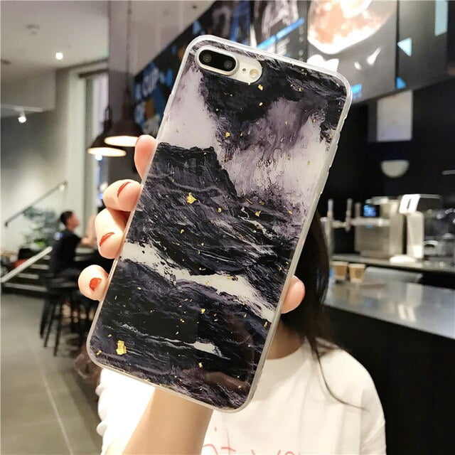 Funda de teléfono Lovebay para iPhone 13 12 11 Pro Max 7 8 Plus X XR XS Max 12 SE 2, funda de TPU suave con purpurina de mármol dorado brillante de lujo Tan Jianjun unisex