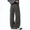 thumbnail image 4 of JUUYY Mens Baggy Cargo Pants Casual Drawstring Parachute Pants Elastic Waist Loose Fit Hip Hop Harem Pants Streetwear Multi Pockets Army Green XXL, 4 of 6