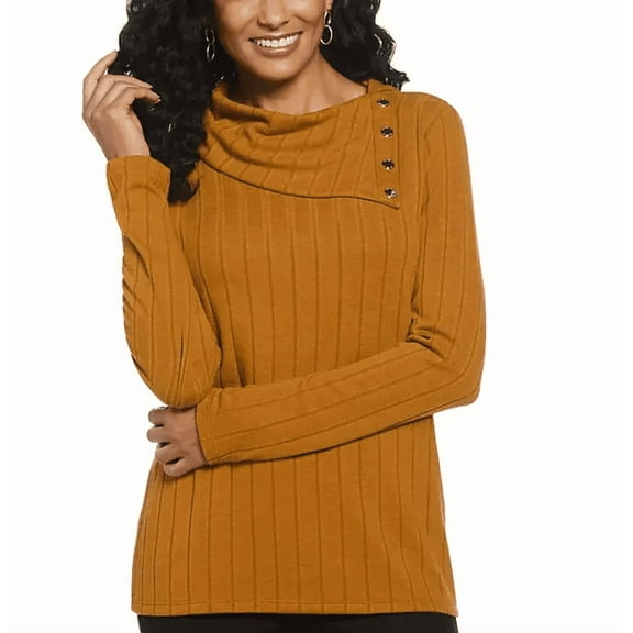 Rafaella Women's Cowl Neck Top Golden Brown Small