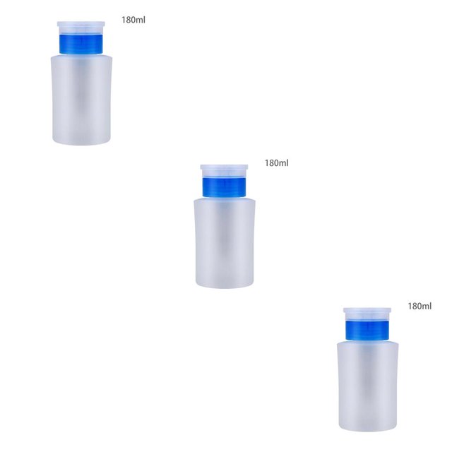 ZheElen Pump Dispenser Bottle Compact Refillable Empty 180ml Nail Remover Liquid Holder Manicure Accessory Package Containers Blue 3Set