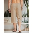 thumbnail image 3 of COOFANDY Men's Linen Capris Pants Below Knee Regular Fit 3/4 Pants Casual Drawstring Lightweight Beach Yoga Pants with Pockets, 3 of 9