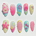 thumbnail image 1 of Uñas BSBTBZ 30 piezas tamaño mediano almendra con diseños 3D de verano, 1 of 9