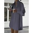 thumbnail image 4 of Women'S Casual Shirt Dress Collar V Neck Button Down Loose Long Sleeve Mini Dresses Grey L, 4 of 7