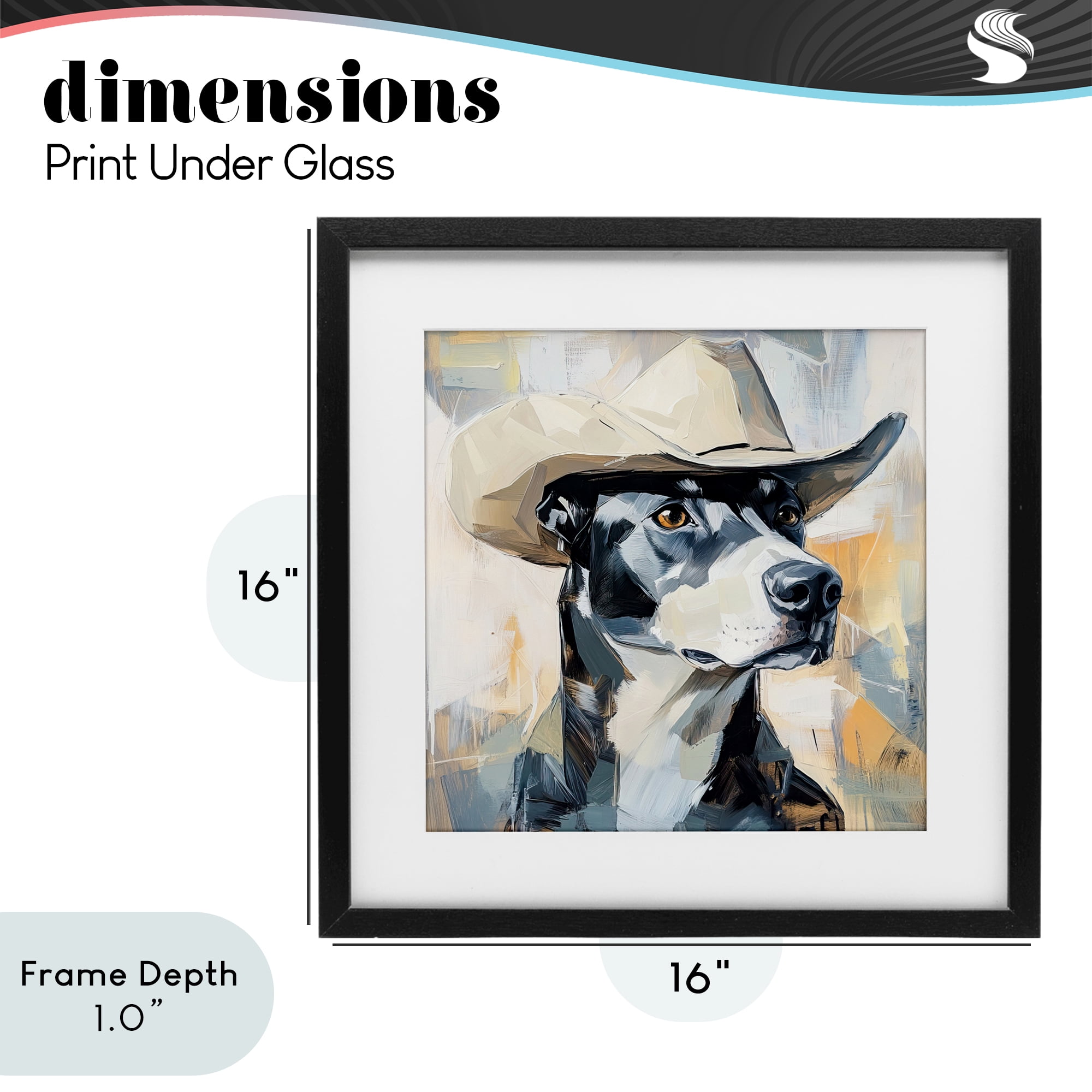 Stupell Industries Deputy Dog Cowboy Hat Black Framed Print Under Glass, design by Tina LeCour