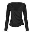 thumbnail image 3 of Women's Solid Color V Neck Asymmetrical Three Button Sexy Slim Fit Long Sleeve Top, 3 of 5