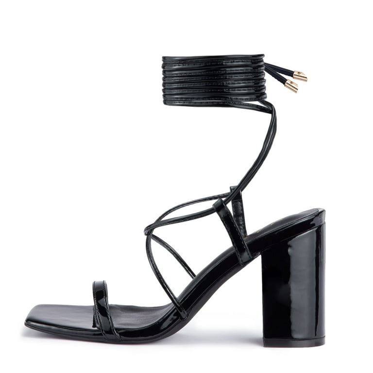 Black lace up heels 3 inch top