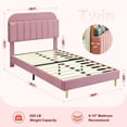 thumbnail image 2 of IDEALHOUSE Twin Bed Frames with Shelves for Books, Upholstered Platform Bed Frame Twin with Bookcase Headboard for Kids Boys Girls Teens, 650lbs Capacity, No Box Spring Needed, Noise Free, Pink, 2 of 8