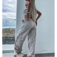 thumbnail image 2 of Pantalones con múltiples bolsillos para mujer, cordón, ajuste relajado, senderismo, construcción, trabajo, pantalones albaricoque S, 2 of 8