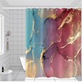 thumbnail image 6 of Red Shower Curtain, Teal Green Marble Shower Curtain for Bathroom Stall RV Abstract Art Decor Waterproof Fabric Shower Curtain Set with Hooks 72x84 inches, 6 of 6