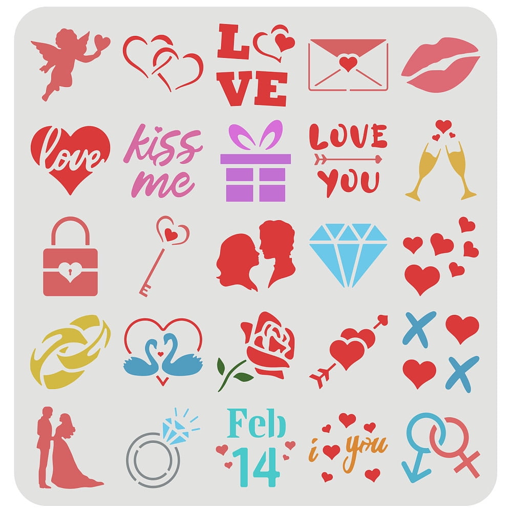 Wholesale FINGERINSPIRE Valentine Gnome Stencil 30x30cm Plastic PET Love  Balloons Painting Stencils Dwarf Couple Craft Drawing Stencils with Words  of LOVE YOU for Fabric Tiles Wall Home Decor 