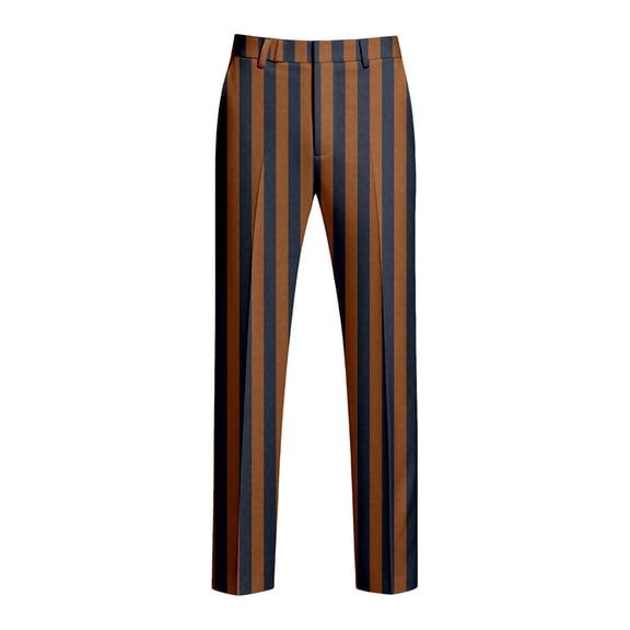 Men Striped Dress Pant Lightweight Casual Trousers Slim Fit Breathable Stretchy Brown Pant