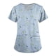 thumbnail image 1 of Top de trabajo de manga corta con cuello en v SCZ para mujer estampado azul claro talla S, 1 of 3