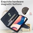 thumbnail image 5 of ELEHOLD Wallet for iPhone 15 Pro Max 6.7" Case, PU Leather Large Capacity Card Holders Zipper Wallet Detachable Wris Strap Cash Pocket Kickstand Shockproof Flip Wallet Protective Case, Blue, 5 of 9