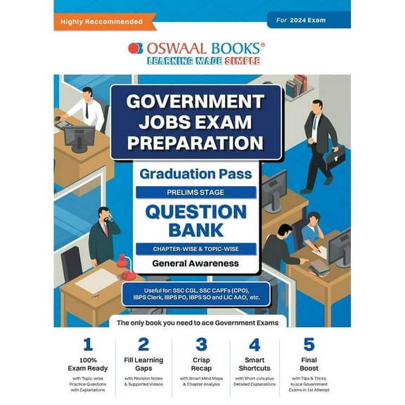 Oswaal Government Exams Question Bank Graduation Pass General Awareness for 2024 Exam, (Paperback)