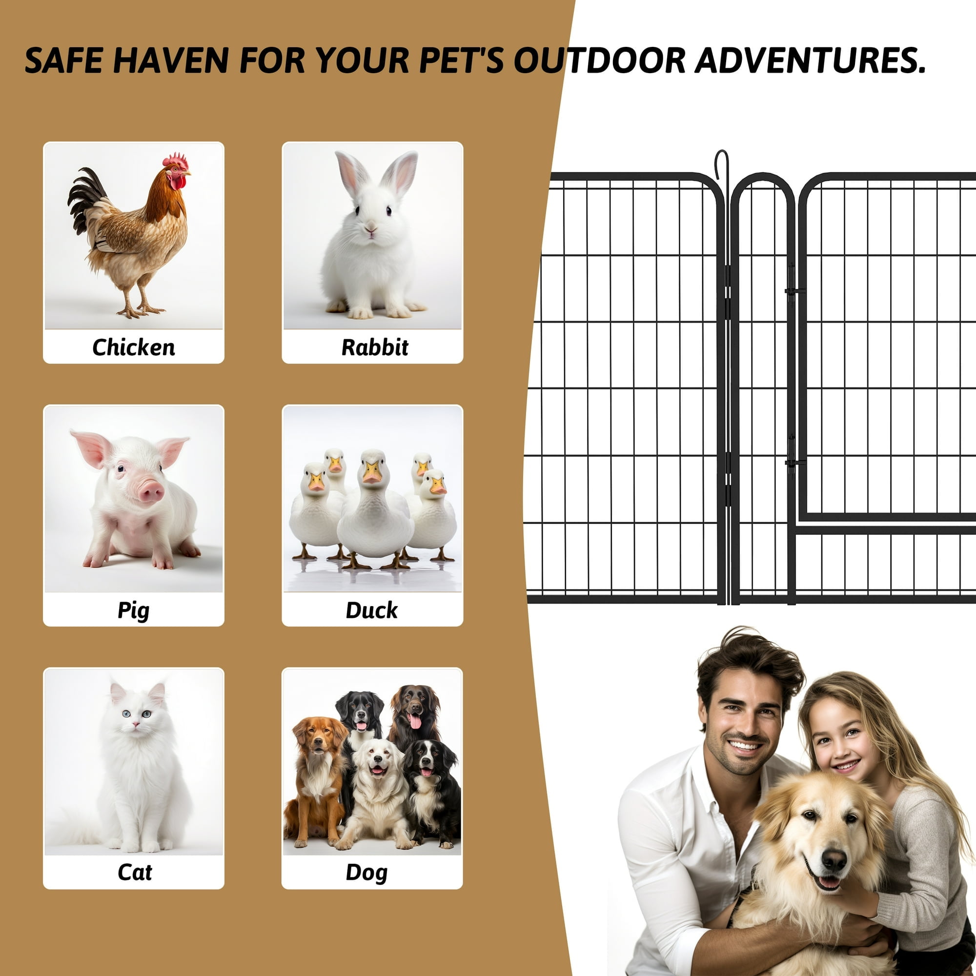 ZephyPaws 8 Panels 40Inch Heavy Duty Metal Playpen with door,Dog Fence Pet Exercise Pen for Outdoor, Indoor