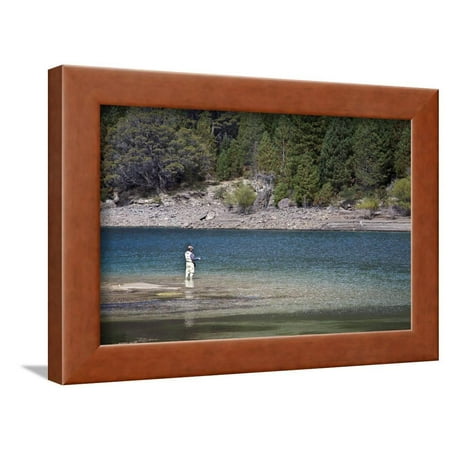 Patagonia Fly Fishing Fly Fishing at the Limay River in the Lake District, Patagonia, Argentina, South America Framed Print Wall Art By Yadid Levy ()