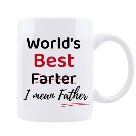 World's Best F,Ever I Mean Father Funny Dad Mug,Funny Fathers Day Coffee Mugs Gifts from Kids Son,Christmas Birthday Day Gifts for Dad from Daughter,White