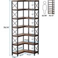 thumbnail image 2 of Tribesigns 7-Shelf Corner Bookshelf, Modern Bookcase Storage Display Rack for Living Room, Brown, 2 of 7