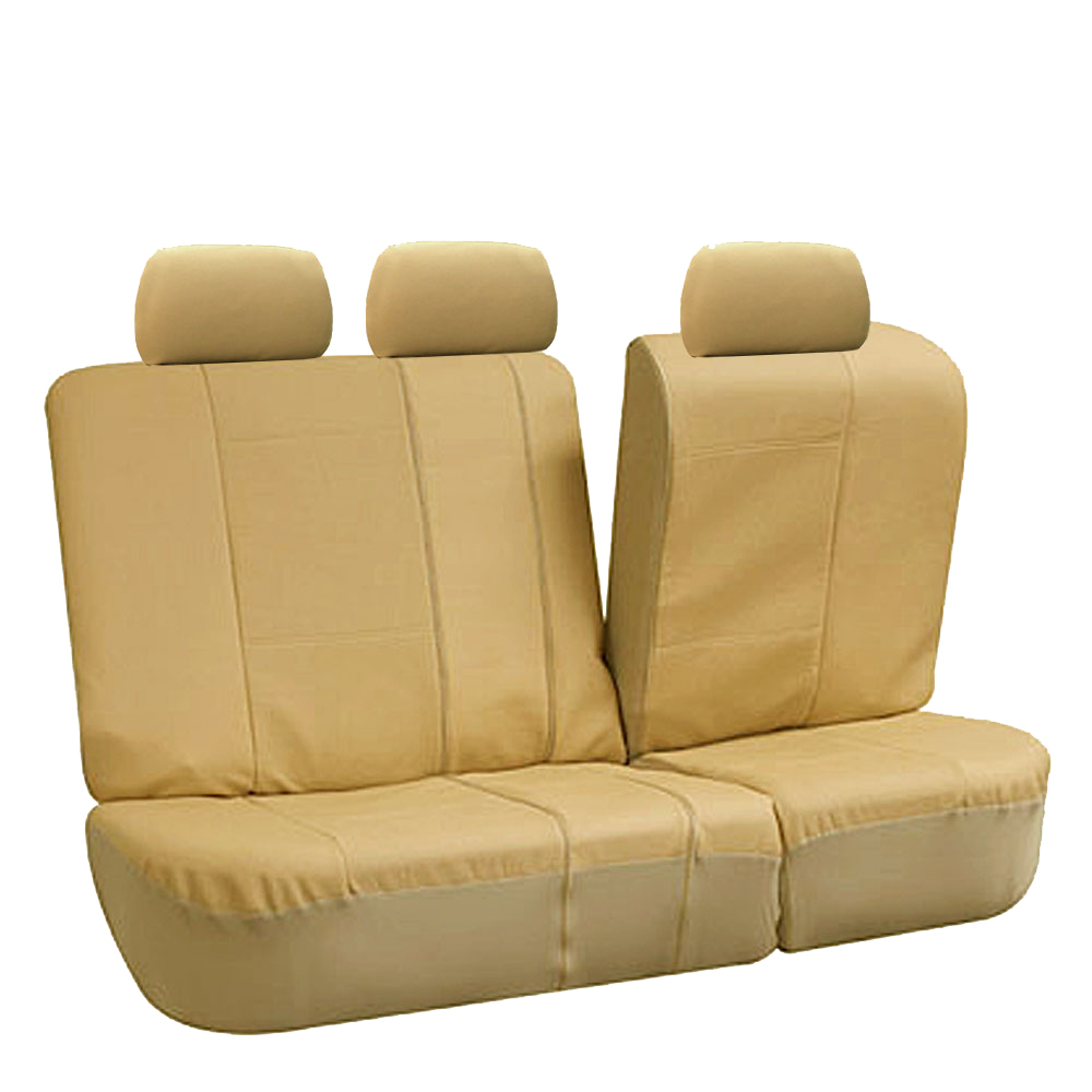 FH Group Beige Deluxe Faux Leather Airbag Compatible and Split Bench Car Seat Covers, 8 Seater 3 Row Full Set - image 3 of 6