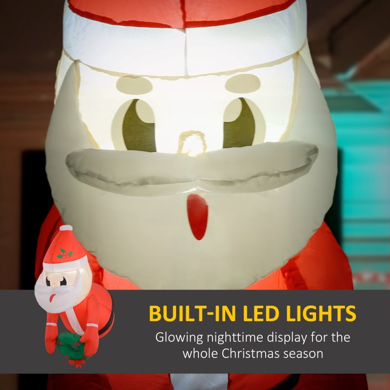 Alvantor Christmas Inflatables Hanging Santa with Wreath & LED Lights 18.1"x29.5"x41.3" Red/White