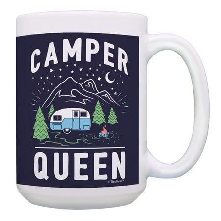 

ThisWear RV Camper Gifts for Women Camper Queen Mug Camping Coffee Cup RV Mug 15oz Coffee Mug Multi