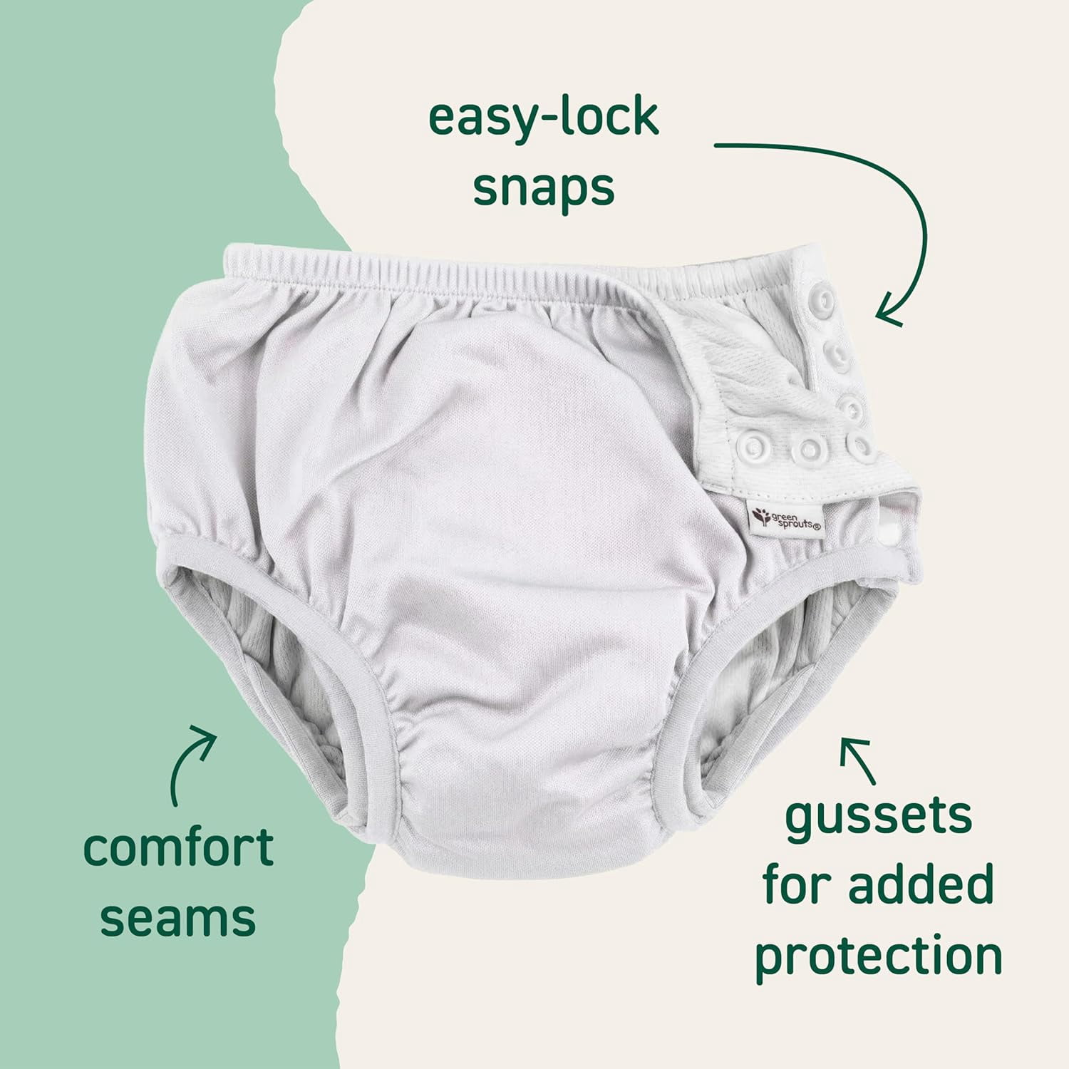 green sprouts Eco Snap Swim Diaper-Grey - 6 Months