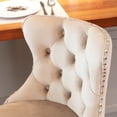 thumbnail image 4 of Counter Height Bar Stools from 25-33 Inch, Swivel Barstools with High Back, Button Tufted and Nailheads Trim, Velvet Upholstered Bar Chairs for Kitchen Dining Room (Khaki with Silver Base,Set of 6), 4 of 9