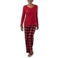 thumbnail image 5 of Fruit of the Loom Women's Beyond Soft Long Sleeve Waffle Top and Flannel Bottom Pajama Set, Sizes S-4X, 5 of 14