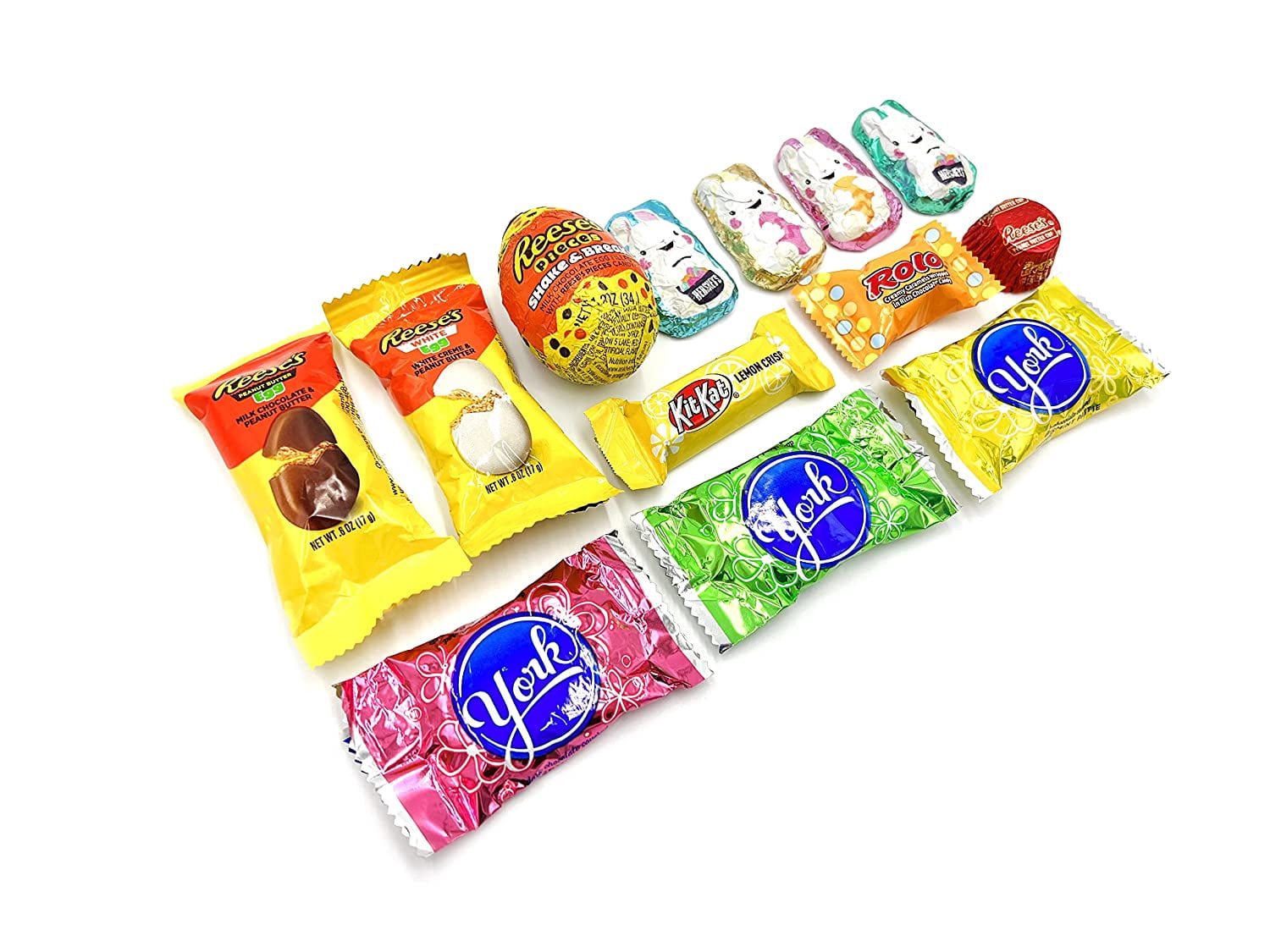 LaetaFood Chocolate Candy Assortment KITKAT Miniatures, HERSHEY'S Bunnies, REESE'S Eggs, YORK, ROLO Caramel (3 Pound Bag)