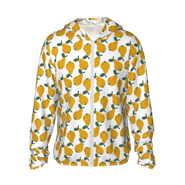 Lsque Yellow Pears Pattern UPF 50+ Lightweight Sun Protection Men's Women's Long Sleeve Shirt, Hoodie Performance -XX-Large