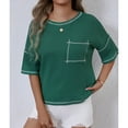 thumbnail image 6 of BSDJILFG Plus Size Tunic Tops for Women Waffle Knit Tees Loose Fit Shirt Short Sleeve Solid Color Blouse With Pockets, 6 of 7