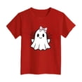 thumbnail image 5 of NIEWTR Girls Kids halloween Crew Neck Short Sleeve Cartoon Holiday Print Soft Loose Halloween Casual Tee Tops Lovely Tops(5-6 Years), 5 of 5