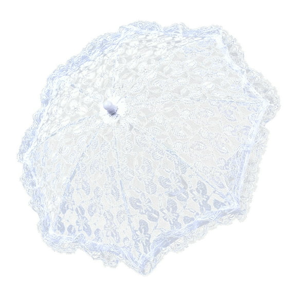 JoyMoreHome Mini White Lace Parasol, Bridal Lace Decorative Umbrella for Tea Party, Small Photography Prop,Mini Craft Umbrella, Women, Wedding Party Photo Props