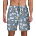 thumbnail image 2 of Picia Blue Bathroom pattern Mens Swim Trunks with Compression Liner Stretch Beach Shorts Quick Dry with Zipper Pockets No-Chafing Board Shorts-3X-Large, 2 of 9