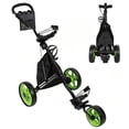 thumbnail image 3 of Limorve All‑Terrain Foldable Aluminum Golf Push Cart, Wide‑Track Walking Golf Trolley with Cooler Storage, Drink & Scorecard Holder, 3 Maintenance‑Free EVA Wheels for Golf Course, 3 of 8