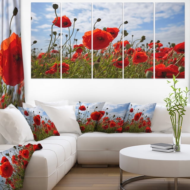 Photo de Fleurs de Coquelicot Rouge Vif - Œuvre d'Art Florale sur Toile