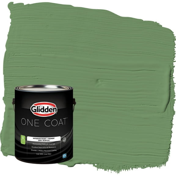 Glidden One Coat Moss Ring / Green Eggshell Interior Paint with Primer, 1 Gallon