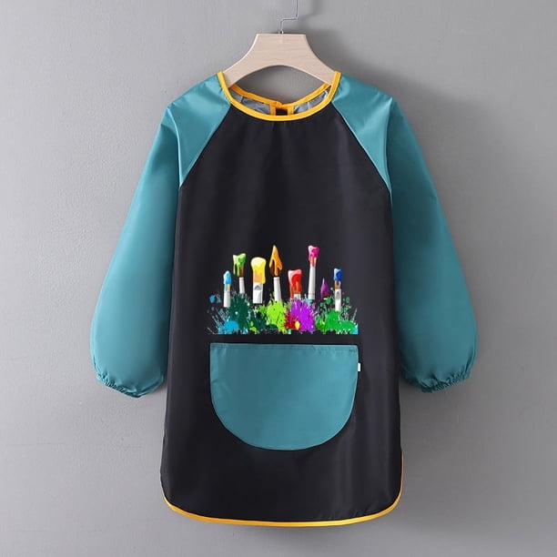 Mono para niños, ropa para pintar, delantal impermeable de manga larga para bebés, delantal con estampado artístico para jardín de infantes, mono para pintar