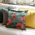 thumbnail image 3 of SHANXI Spring Throw Pillow Covers Square Botanical Abstract Floral Dragonfly Leaves Bohemian red Green Blue Velvet Comfortable Decorative Couch Bedroom 12x12in, 3 of 5