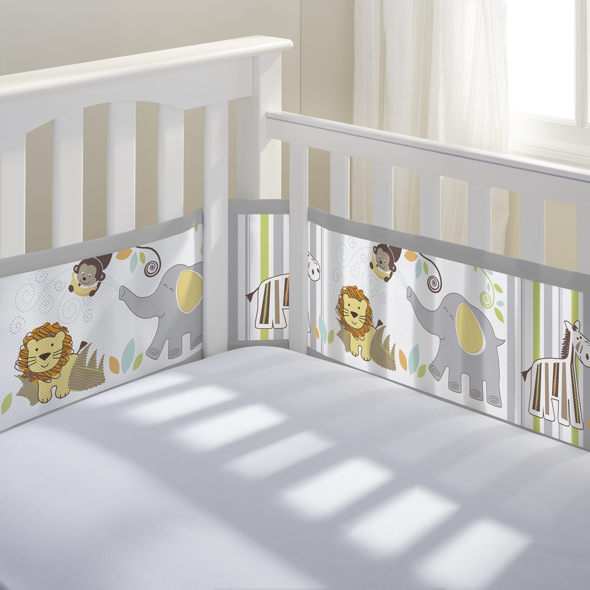 BreathableBaby Breathable Mesh Printed Crib Liner Safari Fun II