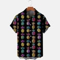 thumbnail image 4 of ZCFZJW Mens Casual Button Down Graphic T-Shirts Trendy Summer Short Sleeve Lapel Collar V Neck Bowling Shirts Tropical Beach Hawaiian Tops Black L, 4 of 5