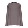 thumbnail image 3 of Women Long Sleeve Crewneck Shirts Casual Solid Tunic Tops for Leggings Comfy Pullover Shirt Blouses, 3 of 5