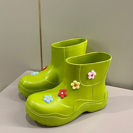 

CoCopeaunt New Cute Duck Waterproof Women Rainboots Ultralight EVA Slip-on Thick Sole Ladies Rain Shoes Solid Girls Platform Ankle Boots