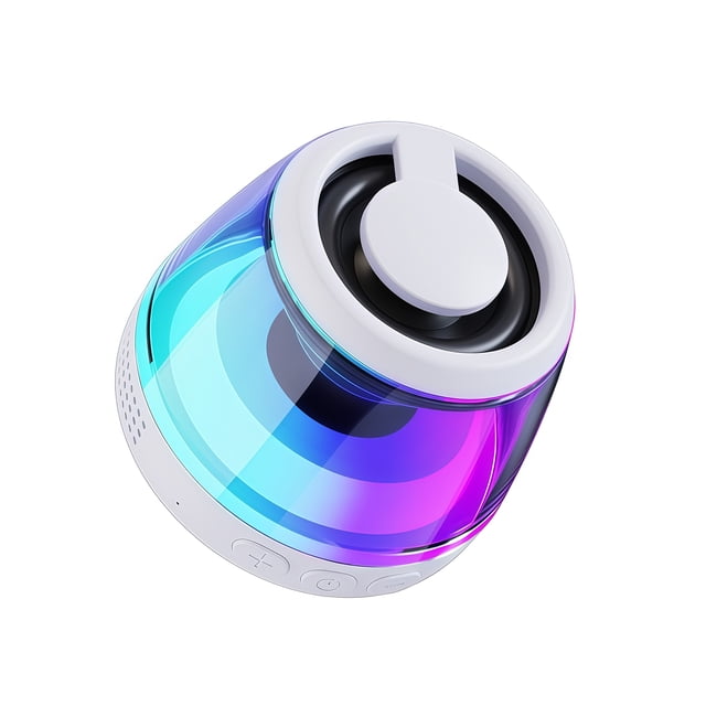 Mini altavoz con diafragma de graves, altavoz de 5 W con imán interno, 7 horas de autonomía, emparejamiento estéreo TWS, luz RGB y ranura para tarjeta TF