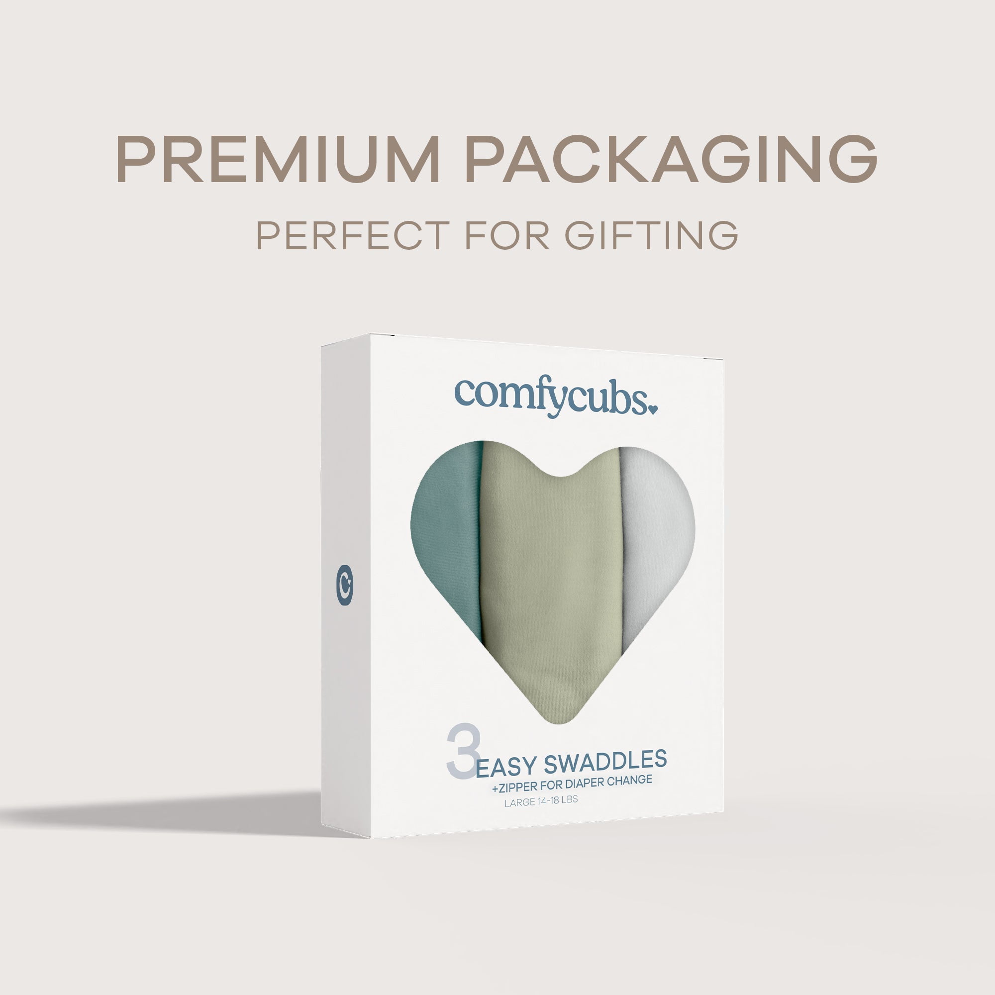Comfy Cubs Swaddle Blankets for Baby, Easy Adjustable with Easy Access Zipper (Large, Stone, Sage, Azul)