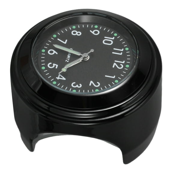 OFFIGAM 1Set Motorcycle Handlebar Clock with Thermometer Black Aluminum Quartz Movement Waterproof Design