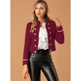 thumbnail image 2 of Chaqueta informal con decoración de botones delanteros abiertos Steampunk vintage de los años 60 para mujer borgoña XL, 2 of 6